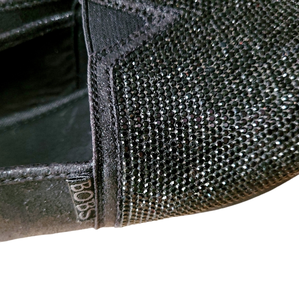 BOB'S SKECHER Black Glitter Plush Women's Size 8 Slip On Canvas Shoes - Picture 7 of 13